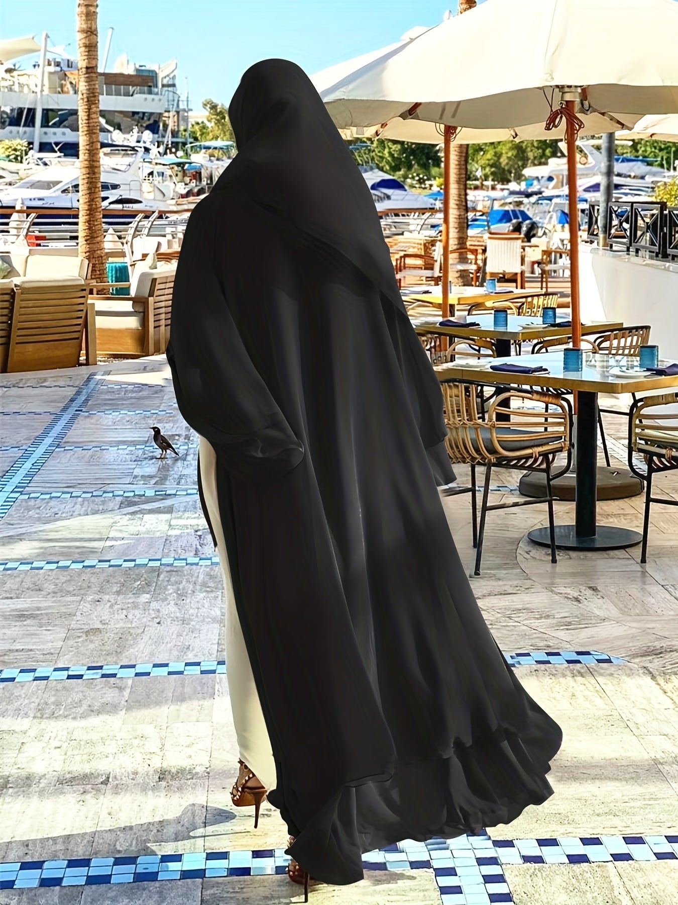 Islamic Modest Dress Without Hijab, Long Sleeve Open Front Casual Modest Muslim Dress