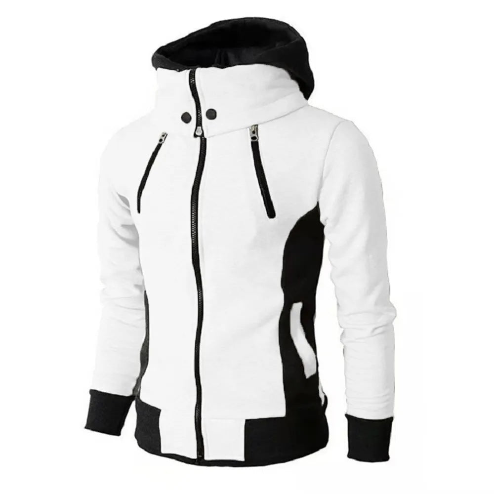 Herren Zip UP Kapuzenjacke Fake Zweiteilige Sport Strickjacke Lässige Slim Sweatshirt Jacke