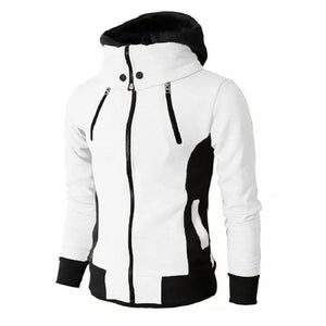 Men's Zip UP Hooded Jacket Fake Two Piece Sports Cardigan Casual Slim Sweatshirt Jacket