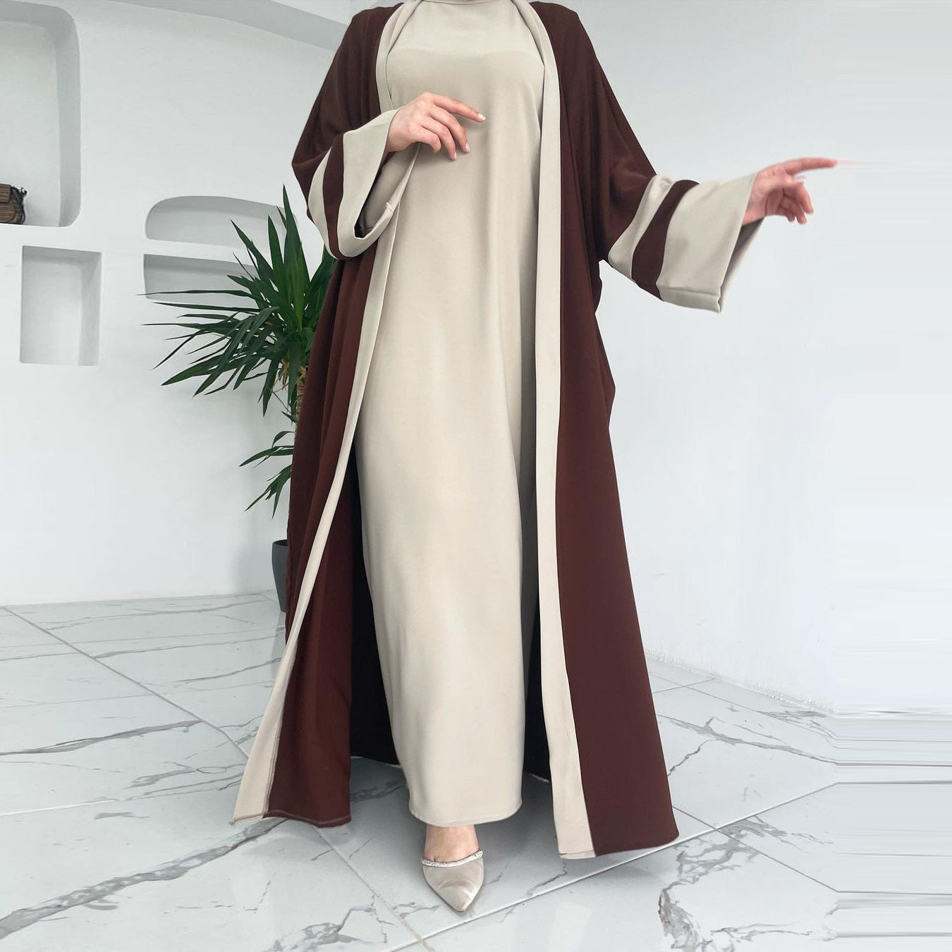 Women's Muslim Long Dress Abaya Two-piece Suit