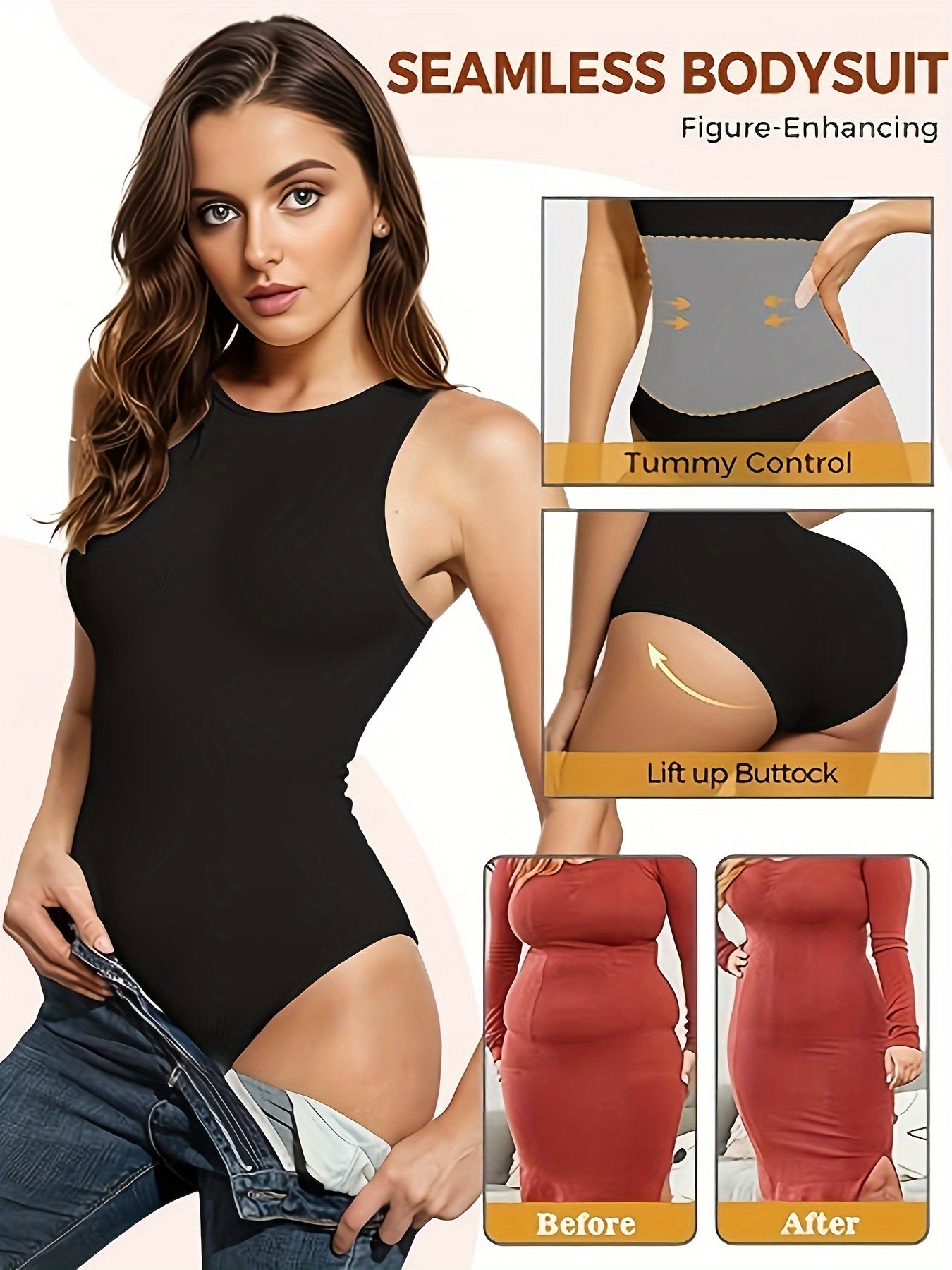 1pcs Sculpt Your Curves Women's Seamless Tummy Control Shapewear Bodysuit