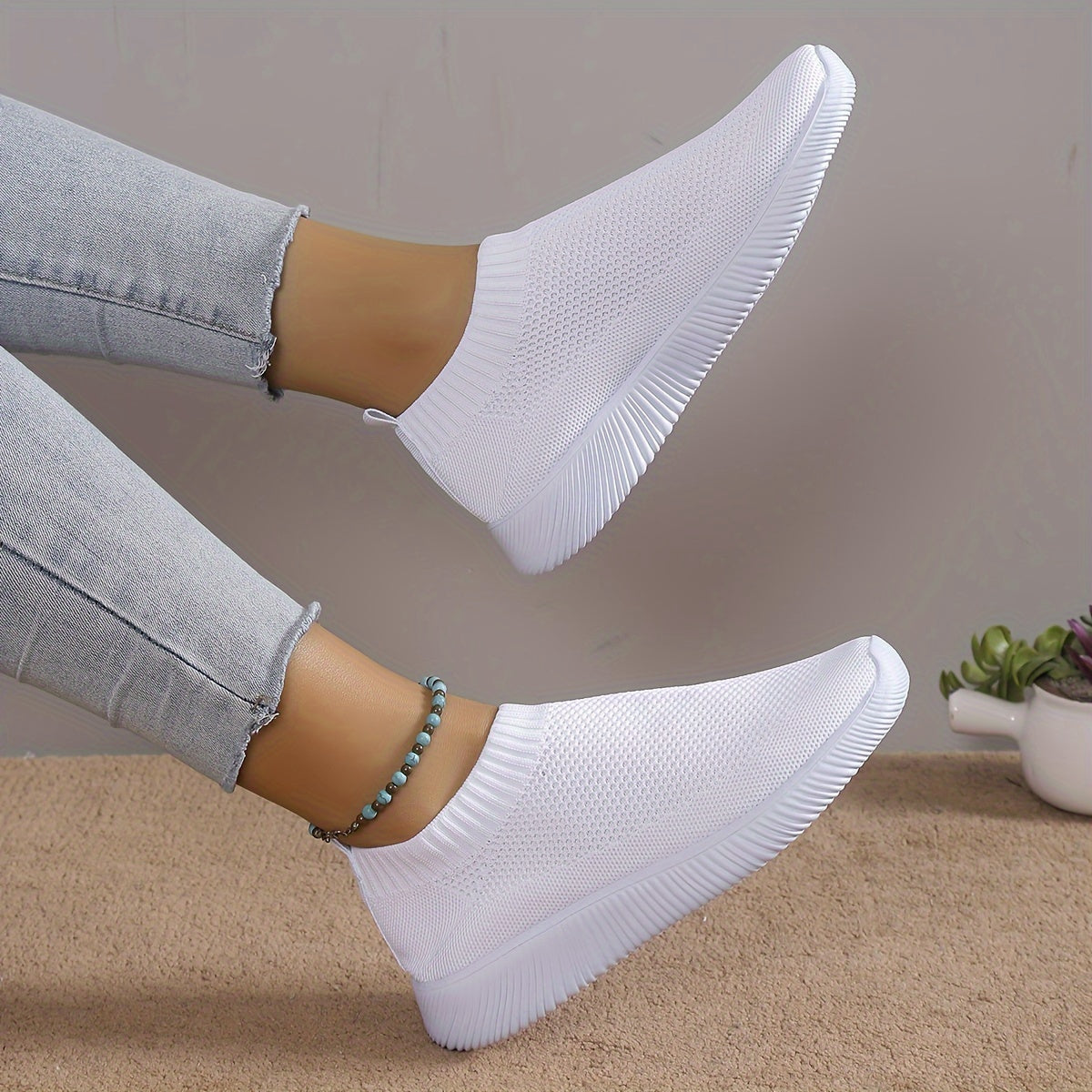 Women's Breathable Slip-On Sneakers - Lightweight, Comfortable Casual Shoes With Soft Eva Sole