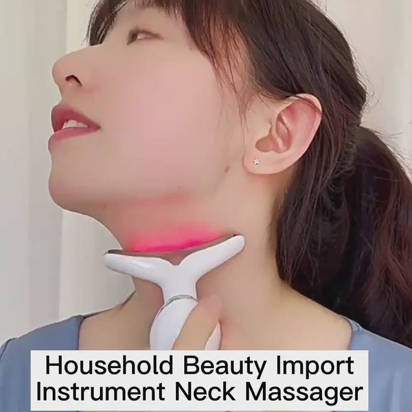 Neck Face Beauty Device Colorful LED Photon Therapy Skin Tighten Reduce Double Chin Anti Wrinkle Remove Lifting Massager