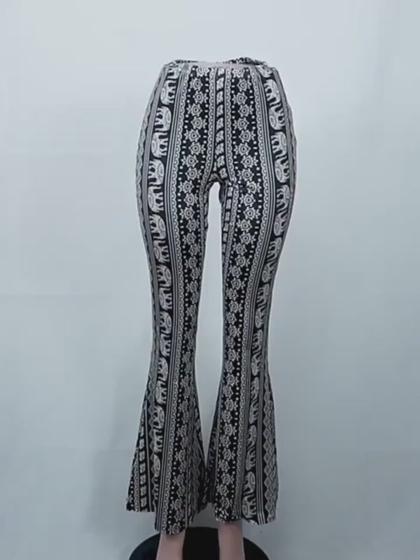 High Elastic Tight Pants Slim Sexy Print Trousers Womens Clothing